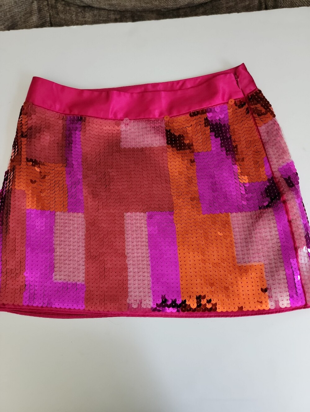 Y2k Express Pink Sequin Mini Skirt - Vibrant Colorblock Shine Sz 2